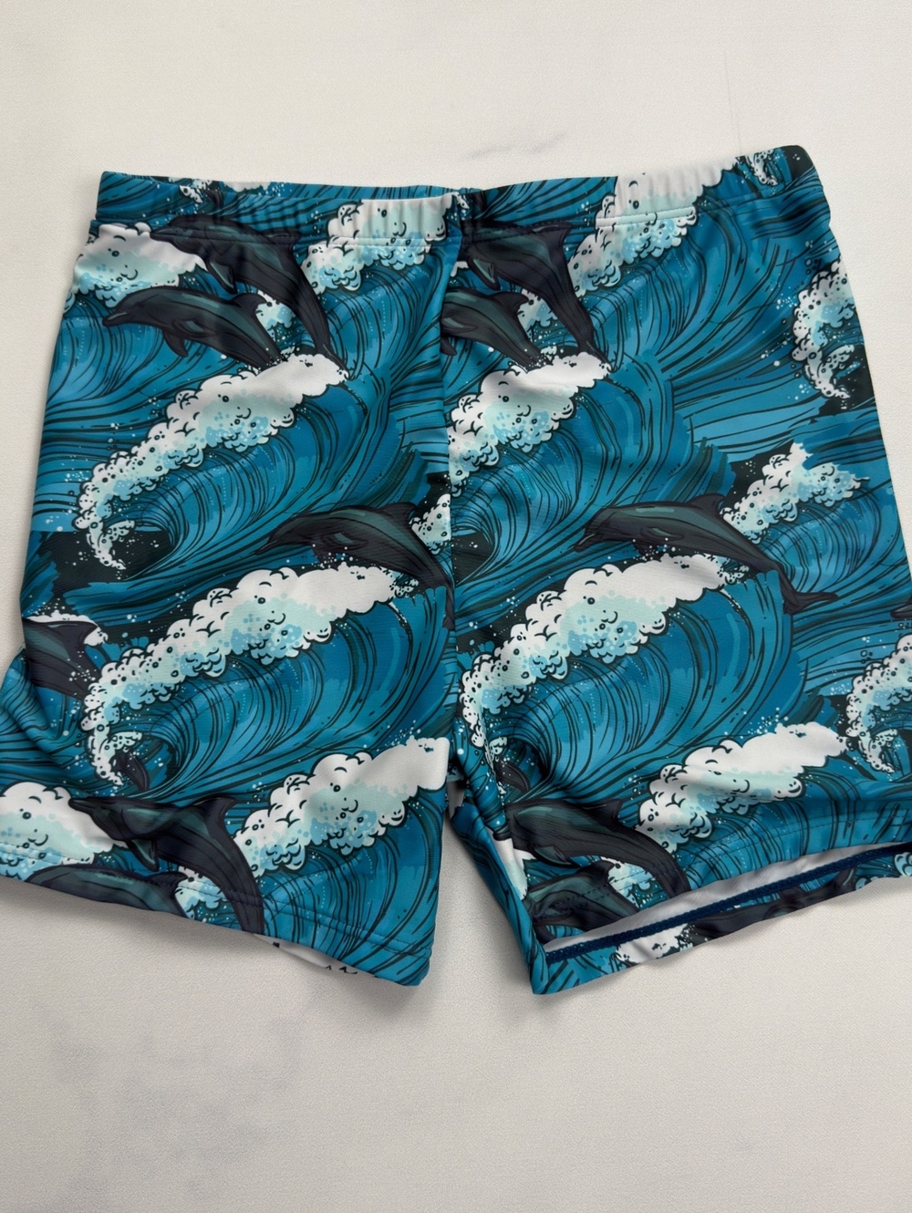 SHEIN Swim Shorts Dolphin Wave Print - Boys Size 160